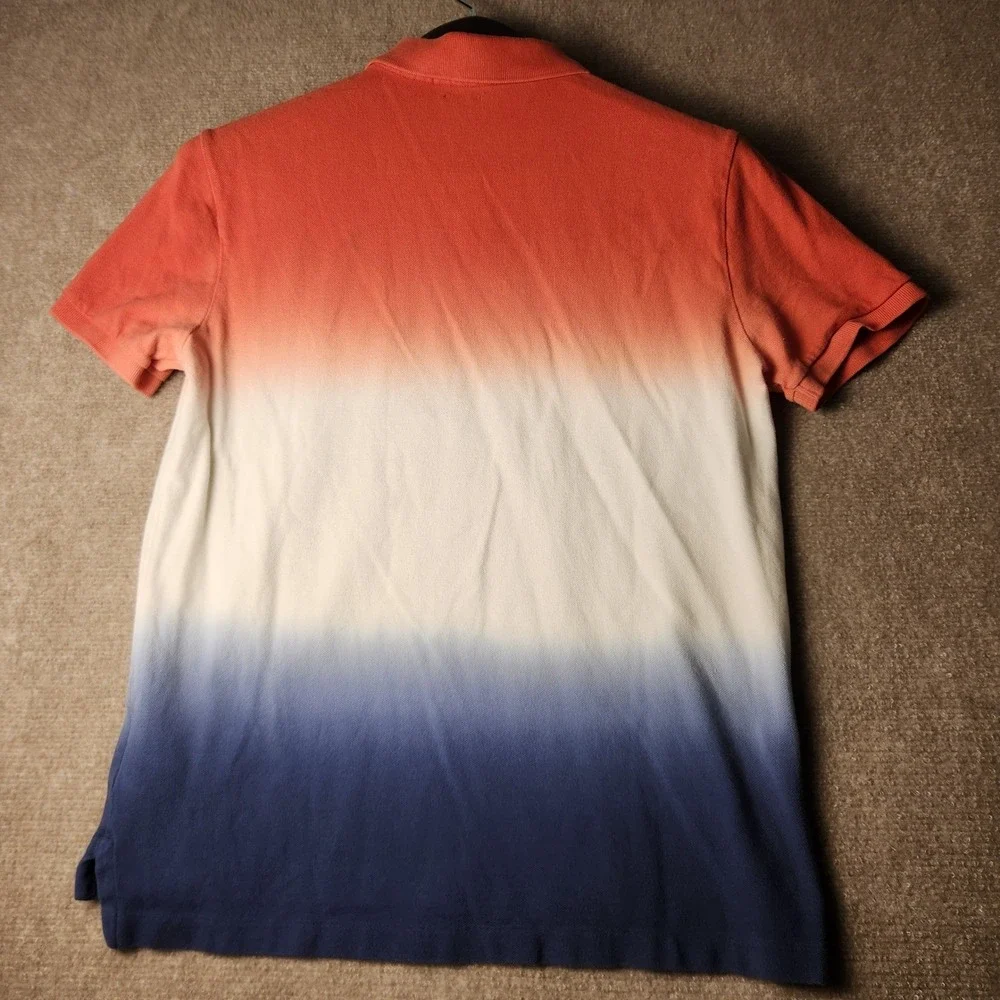Polo Ralph Lauren Polo Shirt Mens M Orange Blue Ombre Custom Slim Fit Pony Logo
